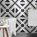 Marakech In Black And White Handmade 8X8 In Moroccan Tile Pack Of 12