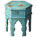 Handmade Butler Tangiers Solid Blue Wood Bunching Table India