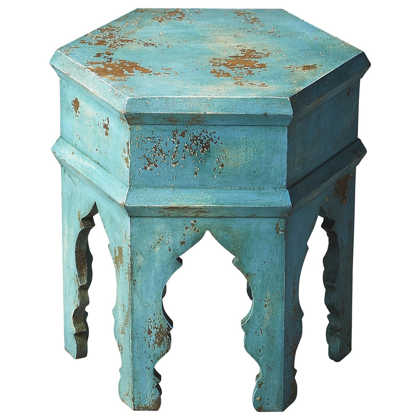Handmade Butler Tangiers Solid Blue Wood Bunching Table India