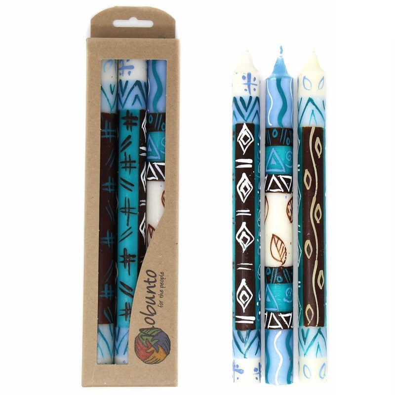 Set Of Three Boxed Handmade Taper Candles With Maji Design Set Of 3 South Africa