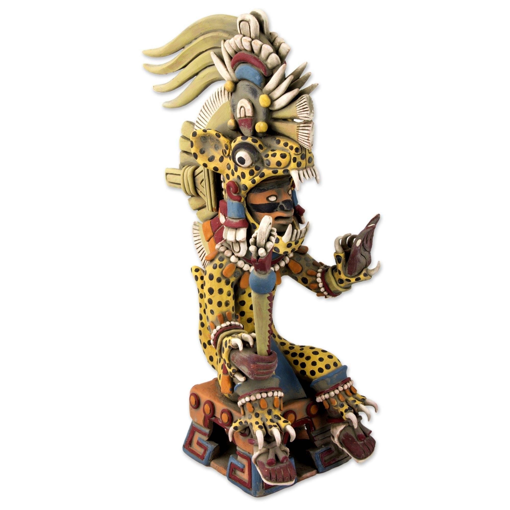 Handmade Tezcatlipoca As A Jaguar Ceramic Sculpture Mexico N A