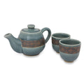 Handmade Thai Weave Inspiration Celadon Ceramic Tea Set Set For 2