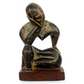 Handmade Thinking Man Wood Sculpture Ghana
