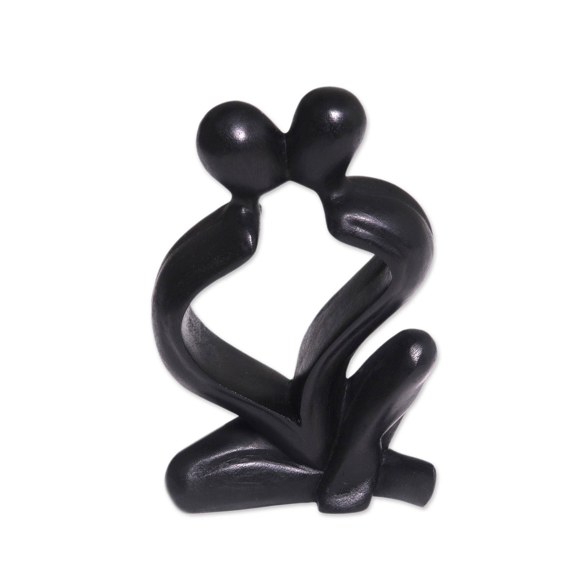 Handmade Timeless Love Wood Sculpture Indonesia 7.75 H X 5.5 W X 1.6 D