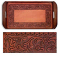 Handmade Tooled Leather Spanish Ivy Serving Tray Peru