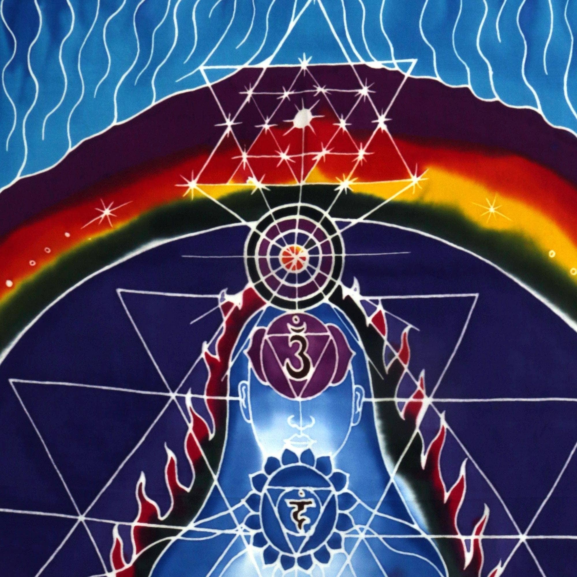 Handmade Transcendent Chakras Batik Rayon Wall Hanging Indonesia 38 W X 43 H