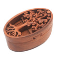 Handmade Tree Oval Wood Puzzle Box Indonesia 2.6 H X 3.1 W X 5.5 D