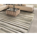 Hand Crafted Vail Willow Ridge Grey Ivory Cowhide Leather Area Rug 8 X 11