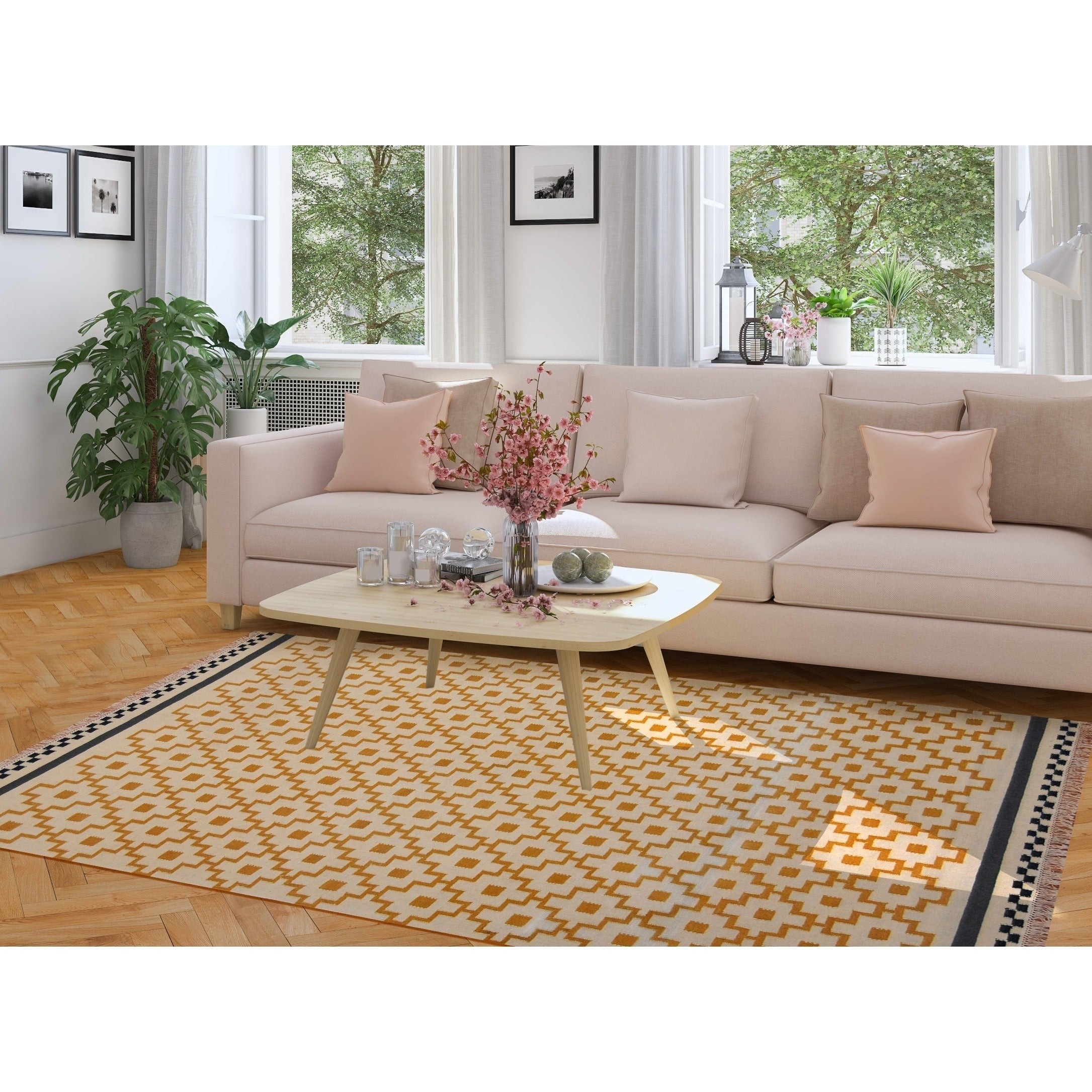 Handmade Herat Oriental Indo Tribal Vegetable Dye Wool Rug India 56 X 8