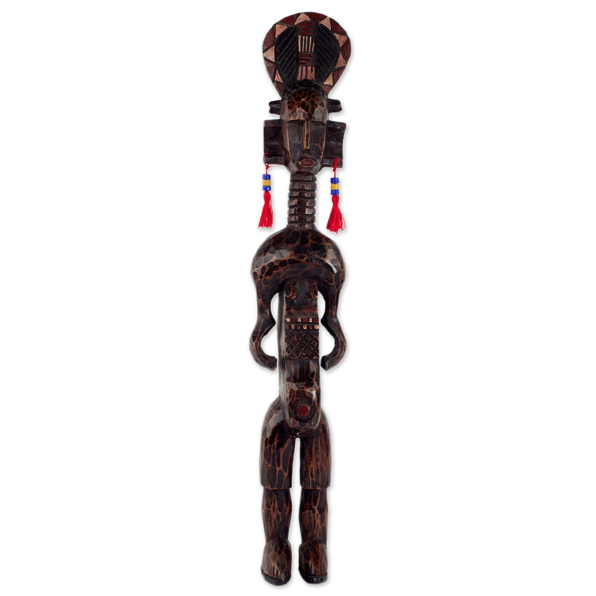 Handmade Warrior Wood Statue Ghana 56 X 13 X 11