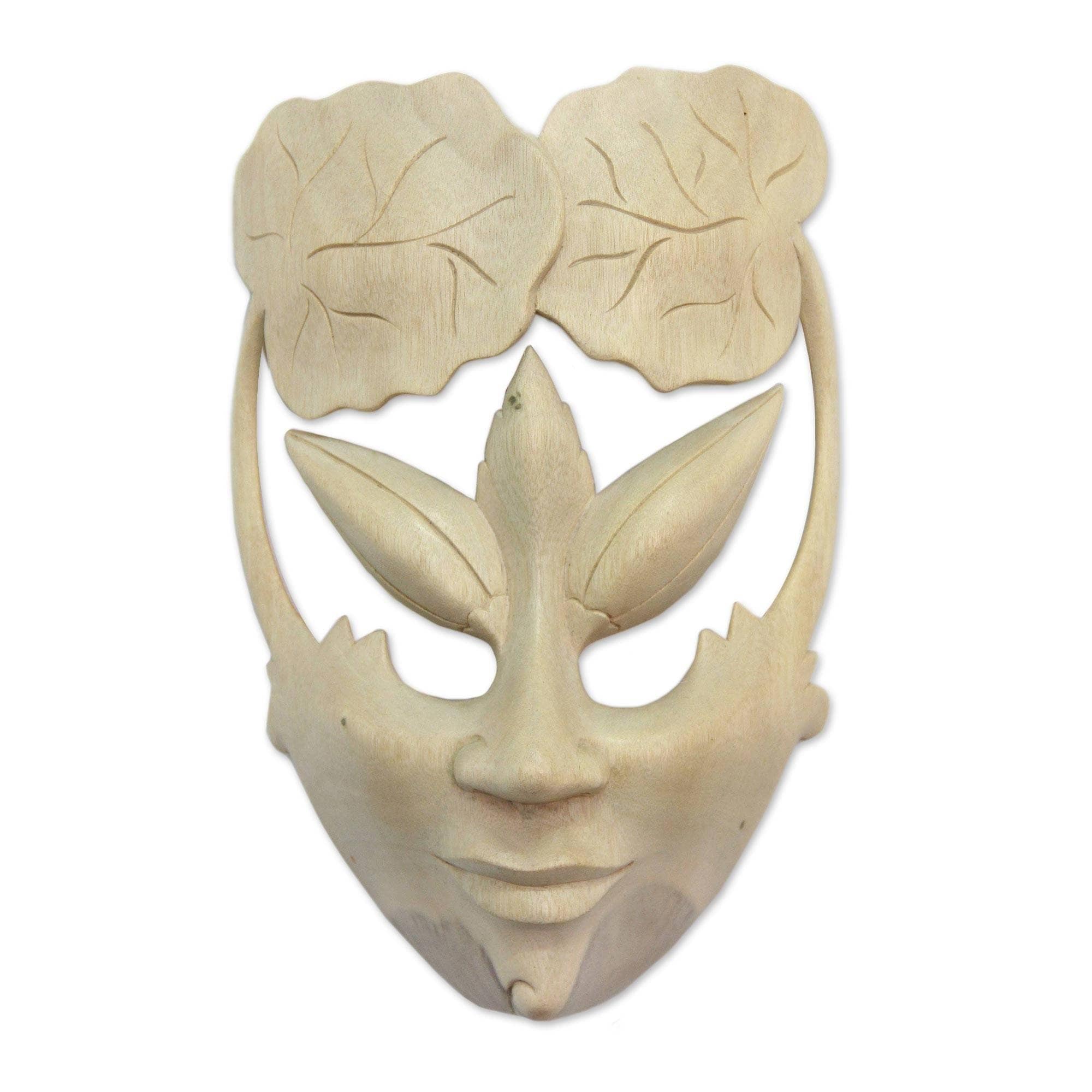 Handmade Water Lily Princess Wood Mask Indonesia