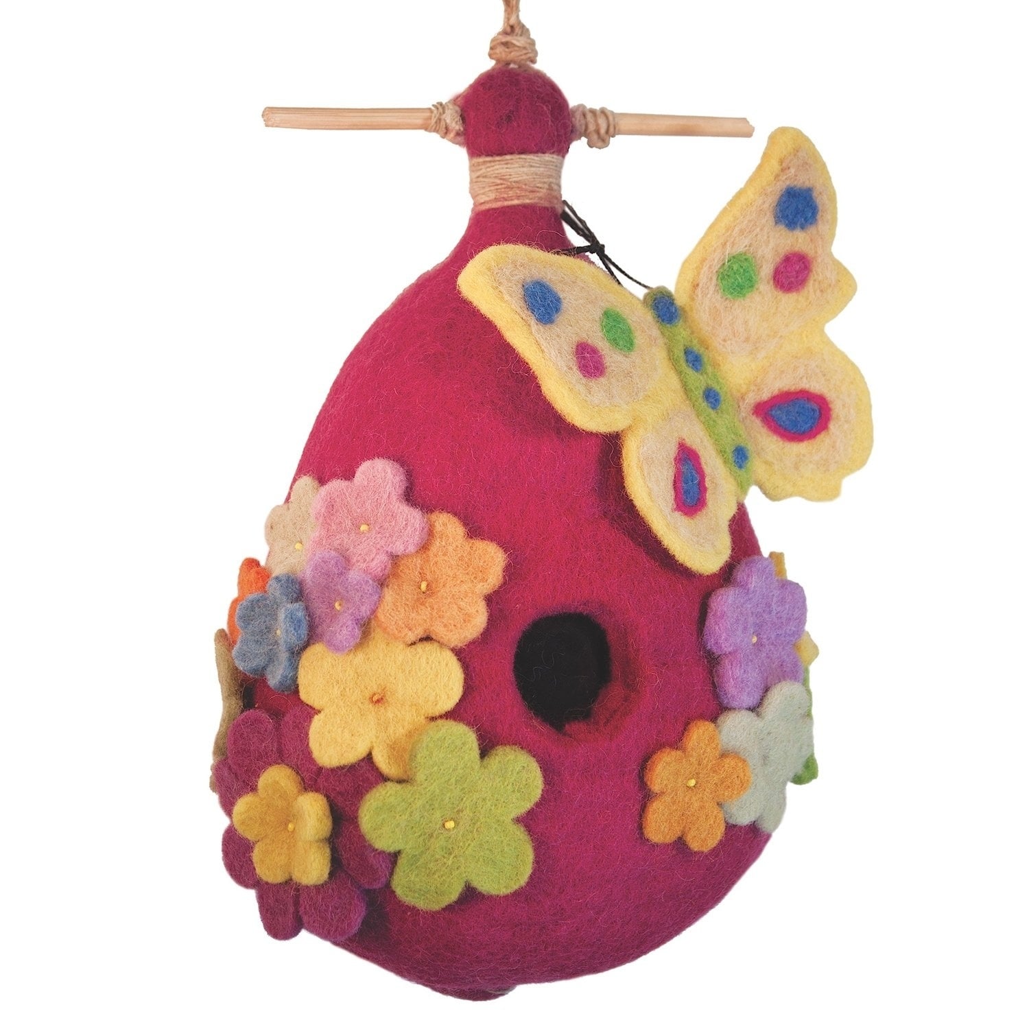 Handmade Wild Woolies Felt Birdhouse Butterfly Nepal N A