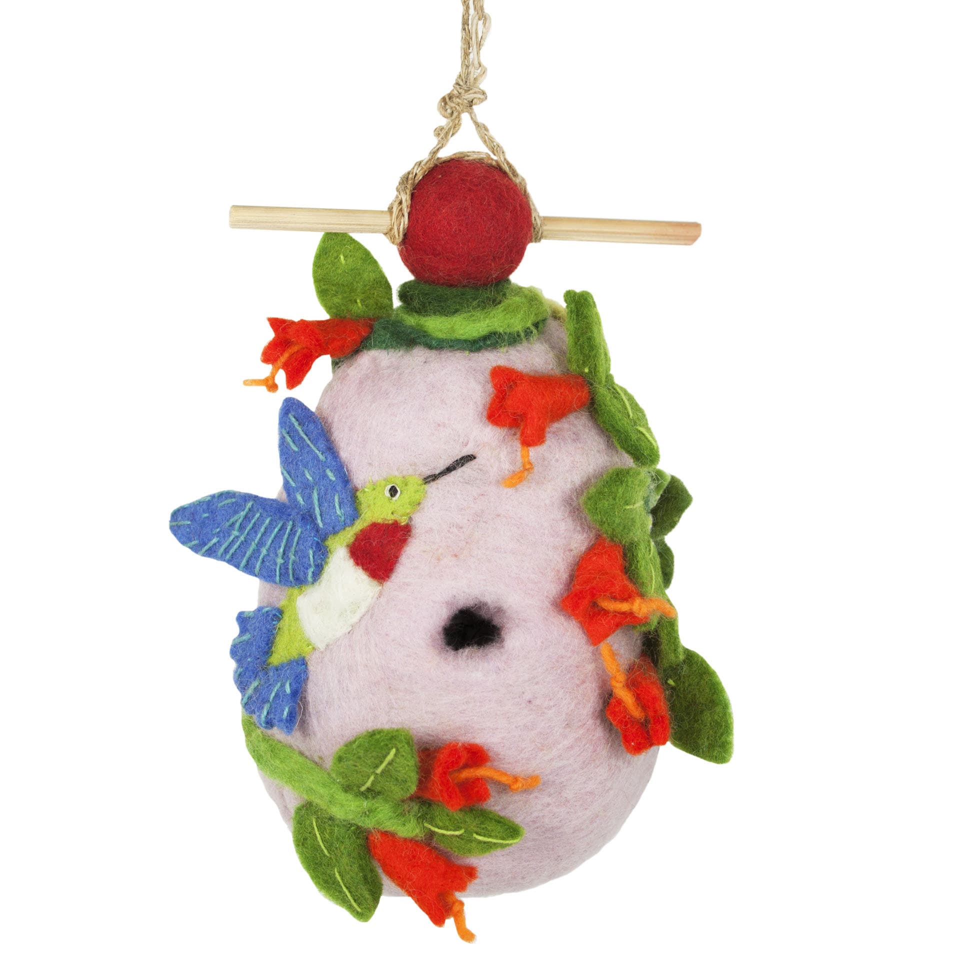 Handmade Wild Woolies Felt Hummingbird Birdhouse Nepal N A