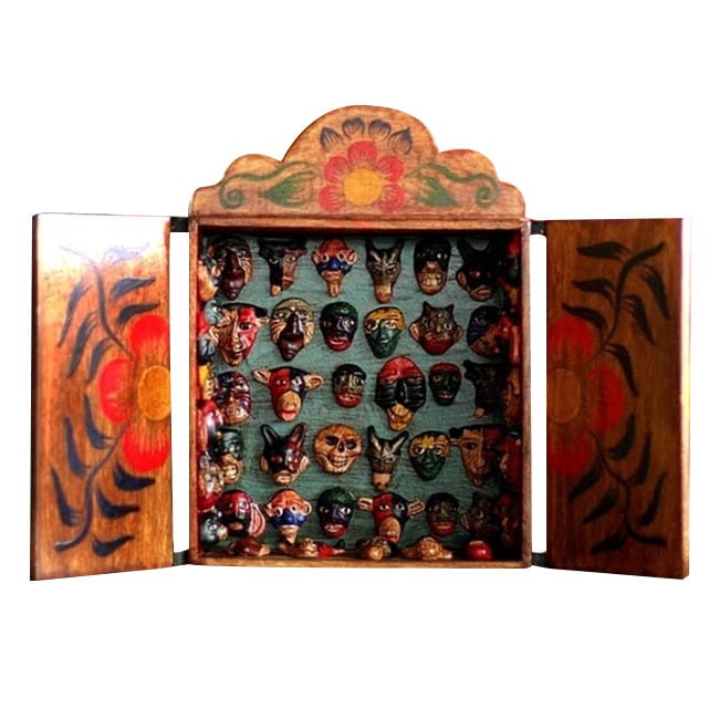 Handmade Wood Mask Collection Retablo Peru Brown