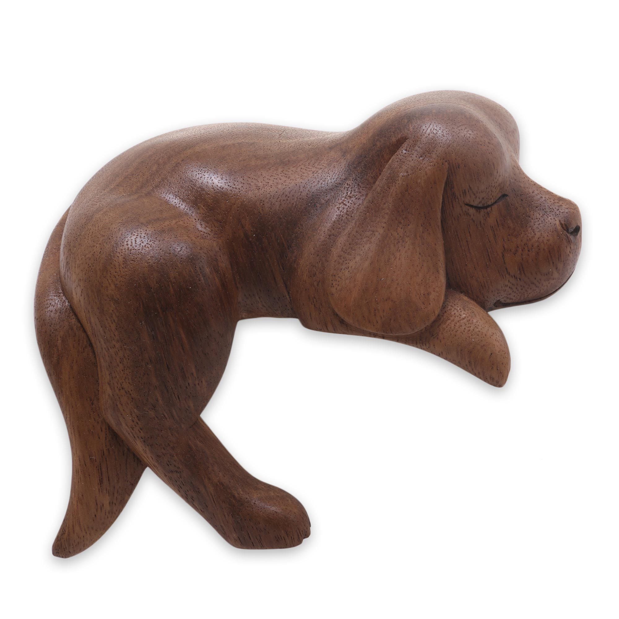 Handmade Wood Sculpture Sleepy Cocker Spaniel Indonesia