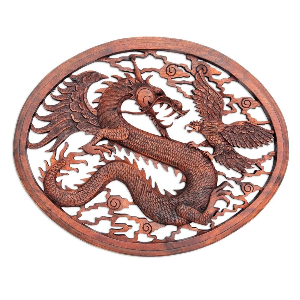 Handmade Wood Wall Panel Naga And Garuda Indonesia