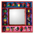 Ceramic And Wood Handmade Party Of Masks Retablo Wall Mirror Peru Multi