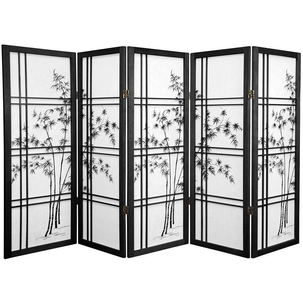 Handmade Wood And Rice Paper Bamboo Tree Shoji Screen China 48 X 70