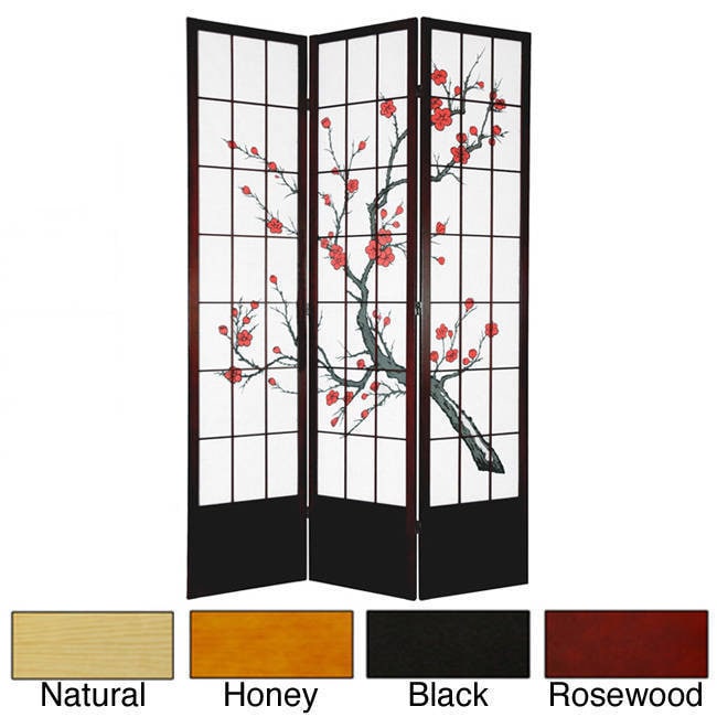 Handmade Wood And Rice Paper Cherry Blossom 84 Inch Shoji Screen China