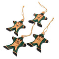 Handmade Wood Ornaments Happy Green Santa Indonesia .