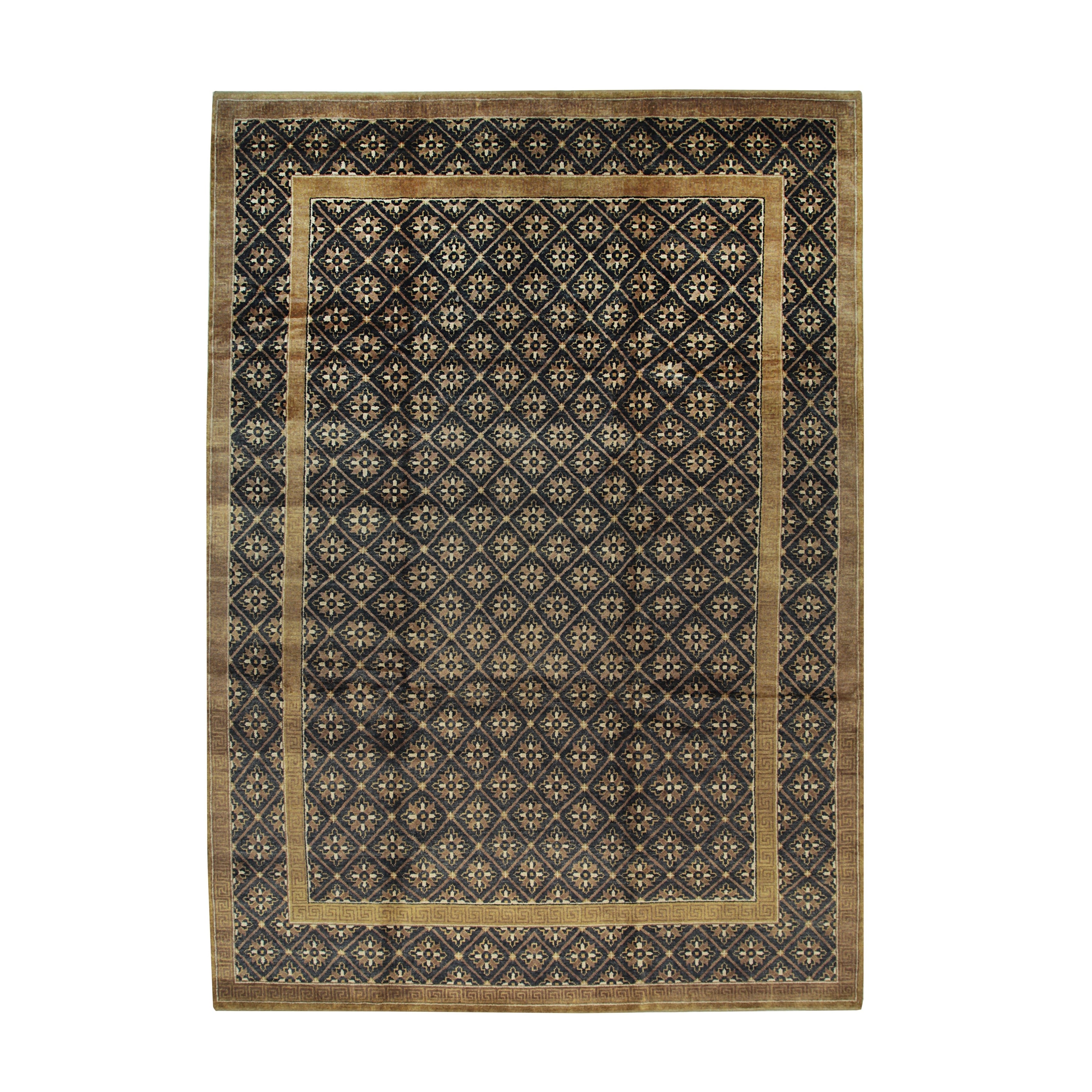 Handmade Wool Brown Transitional All Over Ningxia Rug 6 X 9