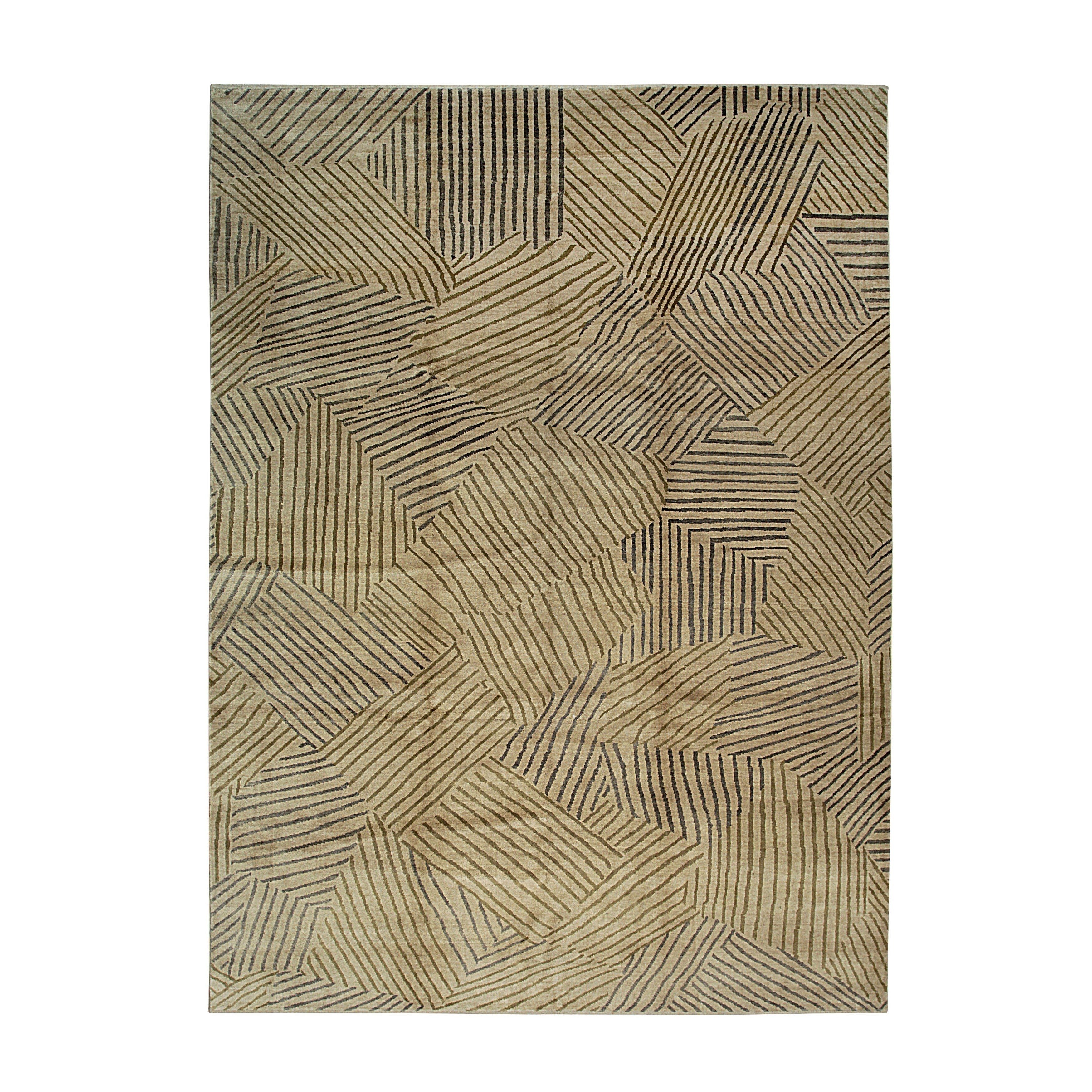 Handmade Wool Brown Transitional All Over Ningxia Rug 89 X 1110