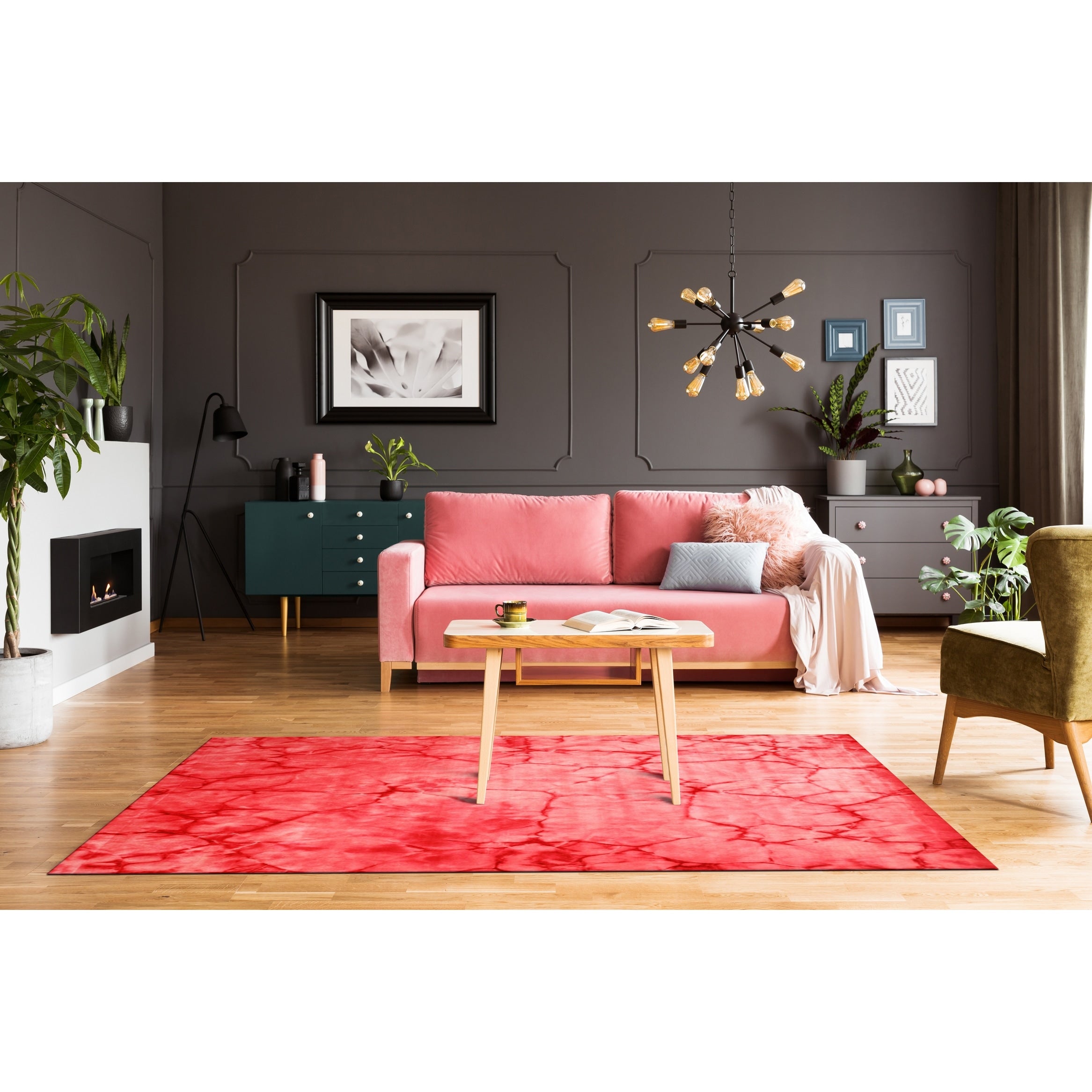 Handmade Wool Pink Contemporary Abstract Dip Dyed Rug 8 X 10