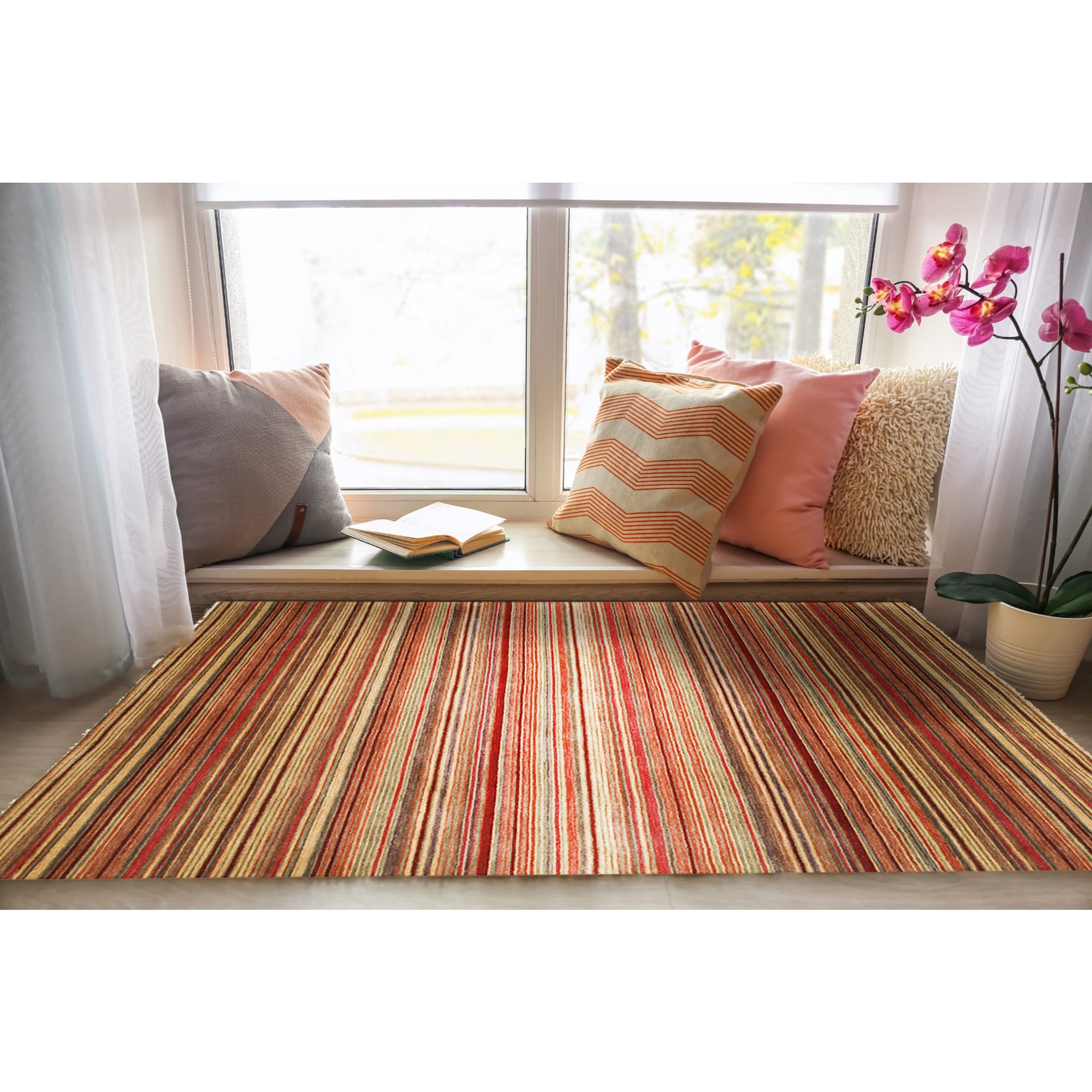 Handmade Wool Transitional Stripe Lori Toni Rug 9 X 12 9 X 12
