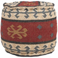 Handmade Indo Wool Jute Kilim Pouf 16 X 16 X 16