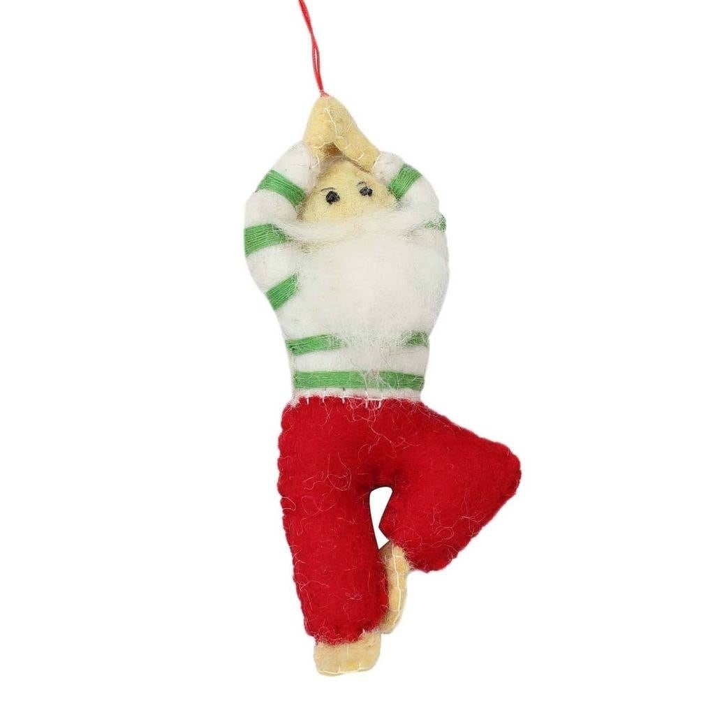 Handmade Yoga Santa Felt Ornament Nepal