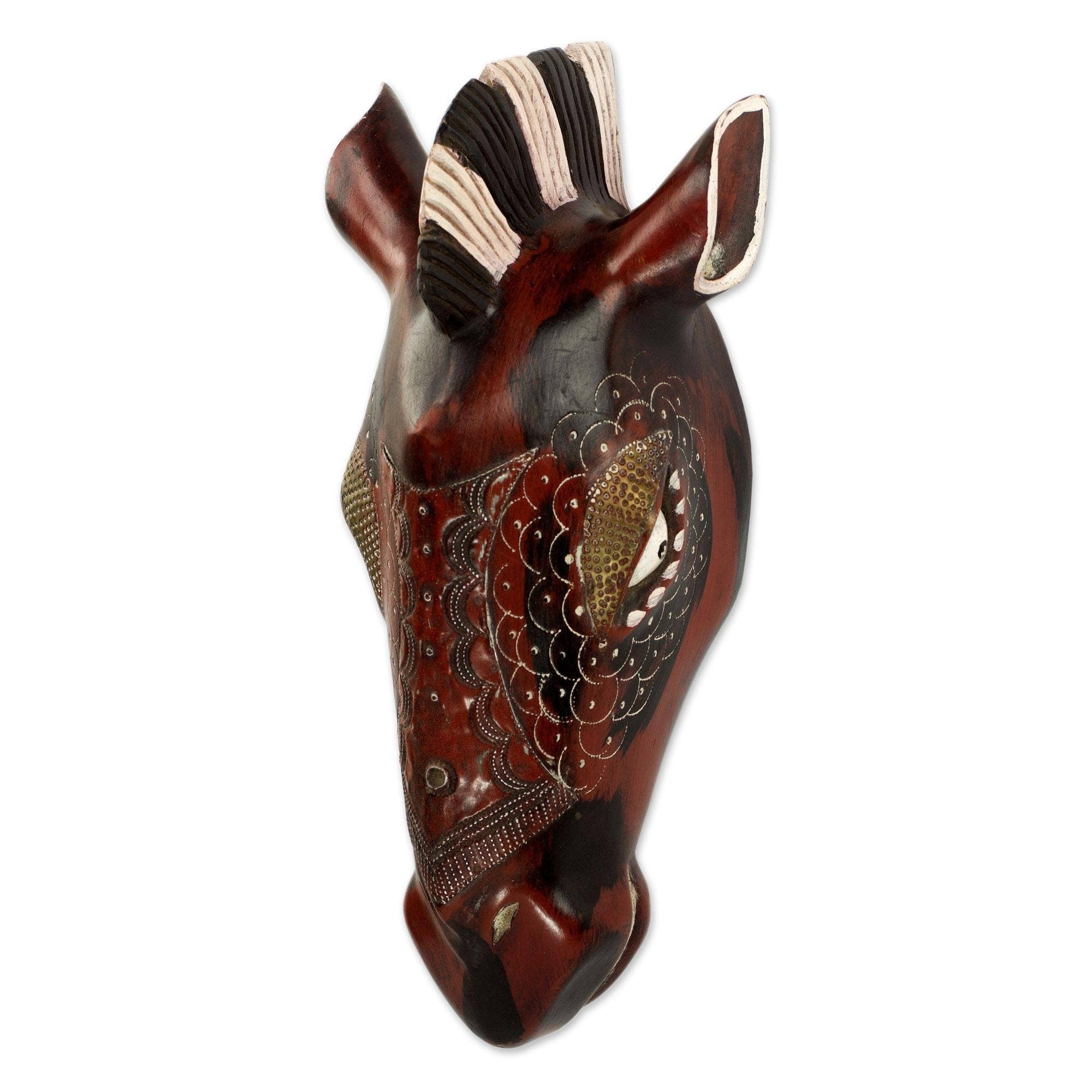 Handmade Zebra Head African Wood Mask Ghana