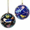 Handpainted Animal Theme Paper Mache Ornaments Set Of 2 India
