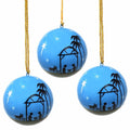 Handpainted Nativity Paper Mache Ornaments Set Of 3 India