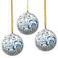 Handpainted Paper Mache Floral Ornaments Set Of 3 India
