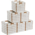 Handwoven Paper Wicker Storage Bins Set Of 6 Collapsible 13X13 Cube Baskets With Handles 6 Pack