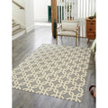 Handwoven Wool Gray Transitional Geometric Links Dhurrie Rug 79 X 99