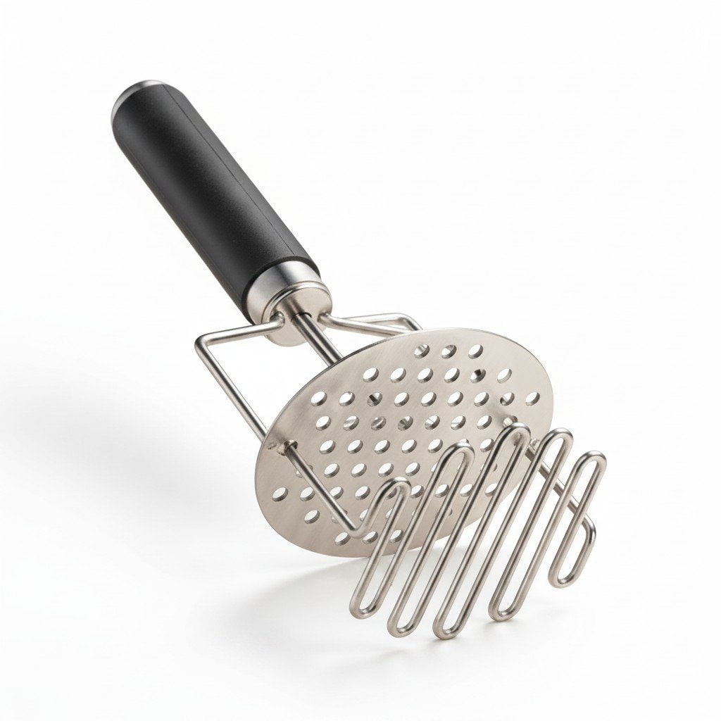 Handy Housewares Stainless Steel Dual Action Head Potato Masher With Non Slip Handle