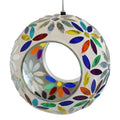 Sunnydaze Rainbow Daisies Mosaic Glass Fly Through Hanging Bird Feeder 6 Inch