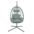 Hanging Egg Chair With Stand Indoor Outdoor Pe Wicker Swing Hammock Chair With Washable Cushion For Patio Bedroom Balcony Garden