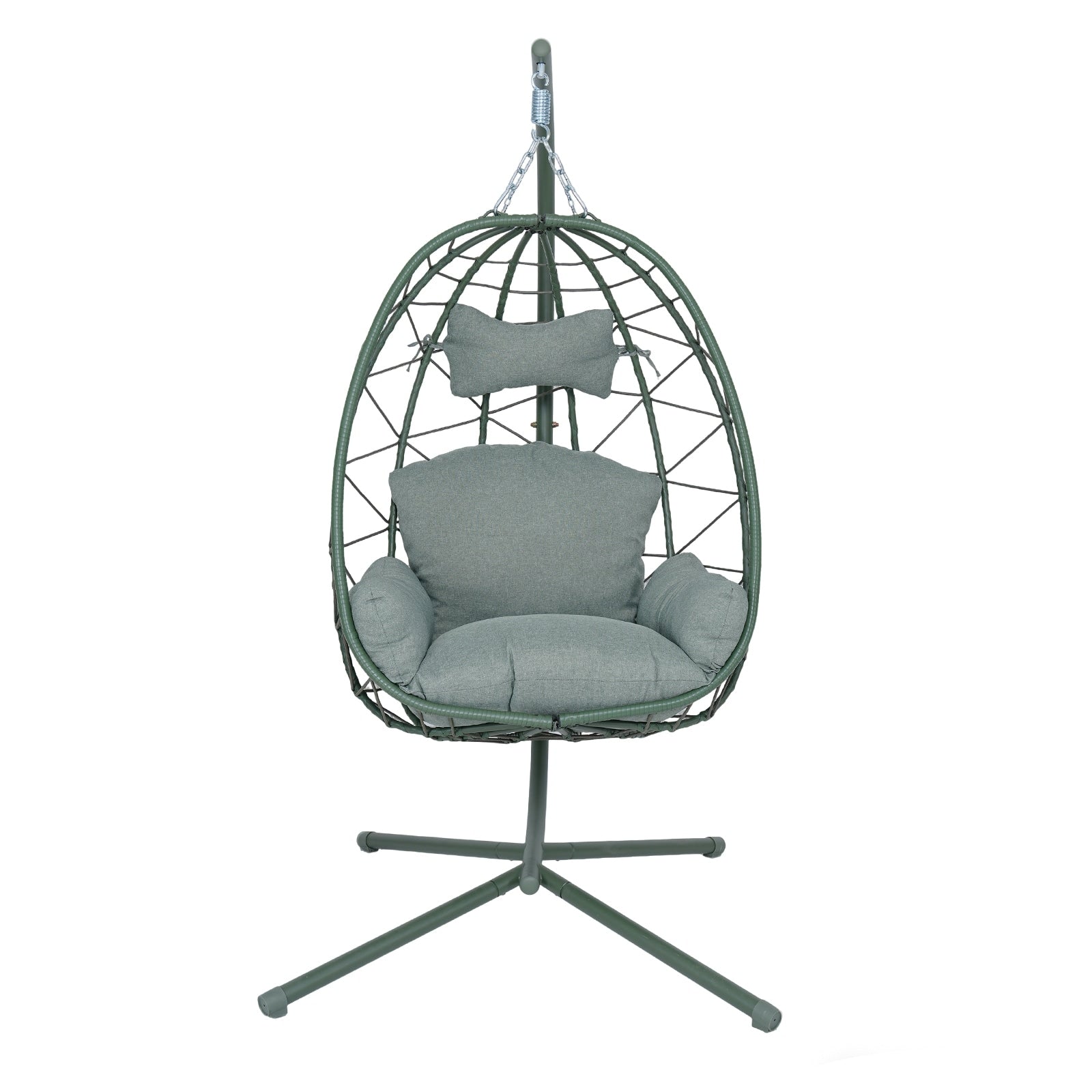 Hanging Egg Chair With Stand Indoor Outdoor Pe Wicker Swing Hammock Chair With Washable Cushion For Patio Bedroom Balcony Garden