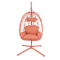 Hanging Egg Chair With Stand Indoor Outdoor Pe Wicker Swing Hammock Chair With Washable Cushion For Patio Bedroom Balcony Garden