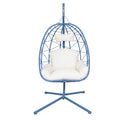 Hanging Egg Chair With Stand Indoor Outdoor Pe Wicker Swing Hammock Chair With Washable Cushion For Patio Bedroom Balcony Garden