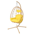 Hanging Egg Chair With Stand Indoor Outdoor Pe Wicker Swing Hammock Chair With Washable Cushion For Patio Bedroom Balcony Garden