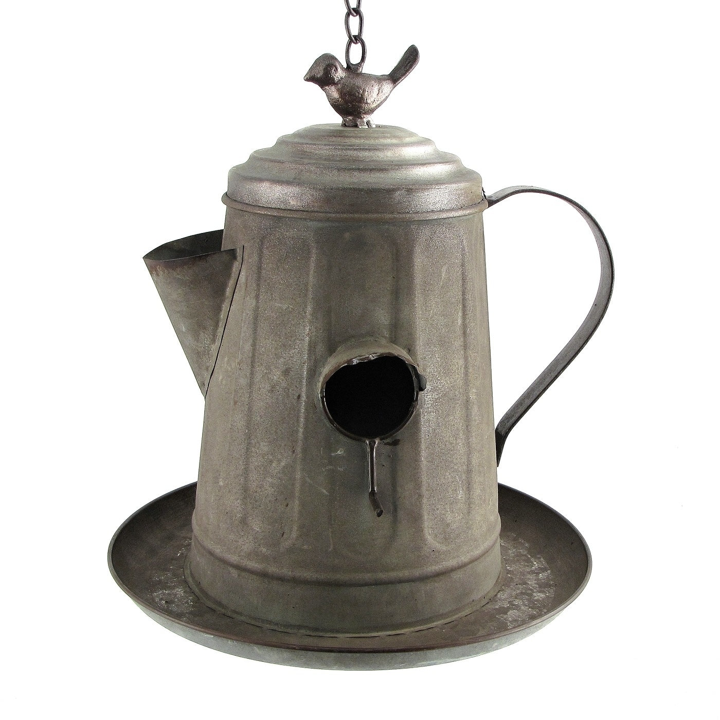 Hanging Galvanized Teapot Birdhouse Feeder Percolator