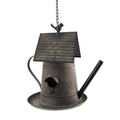 Hanging Galvanized Teapot Birdhouse Feeder House Kettle