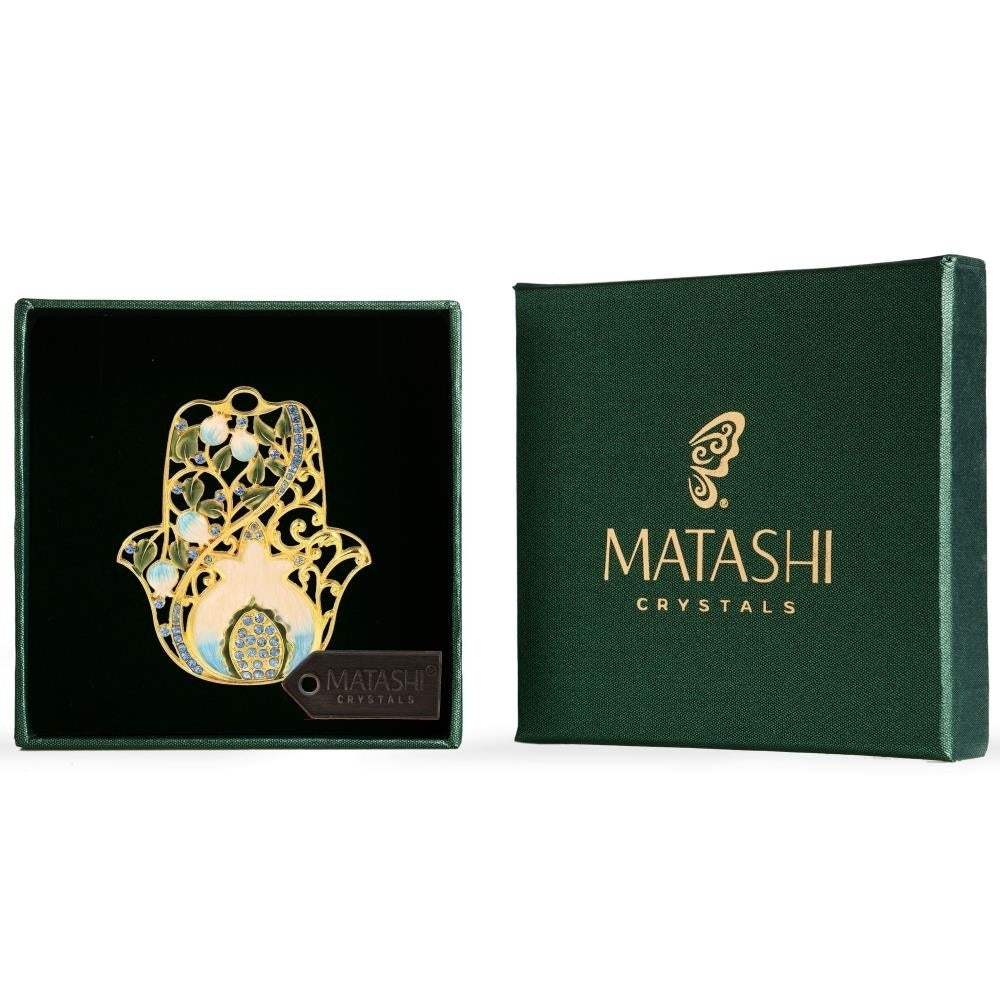 Hanging Hamsa Pomegranate Walldecor Ornament W Matashi Crystals