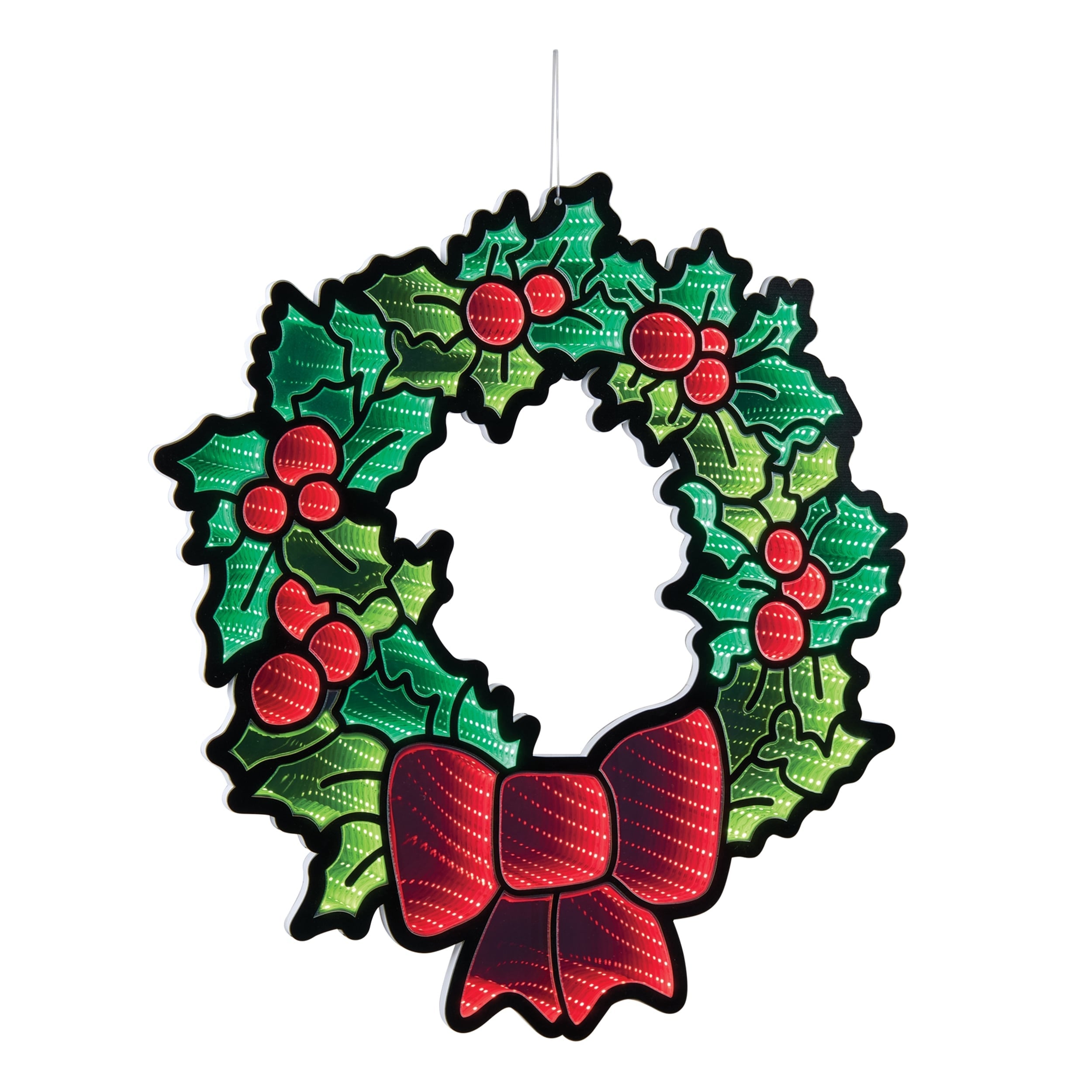 Hanging Holly Wreath With Bow Ekkolight 24 H