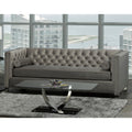 Hank Modern Grey Velvet Tufted Nailhead Sofa