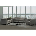 Hank Modern Grey Velvet Tufted Nailhead Sofa Loveseat And Chair