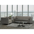 Hank Modern Grey Velvet Tufted Nailhead Sofa And Chair